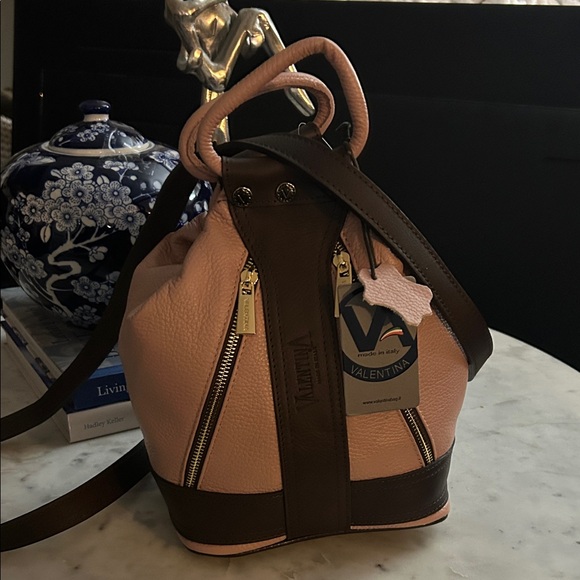 Authentic Valentina Two-Tone Pink and Brown Backpack purse - Picture 1 of 6